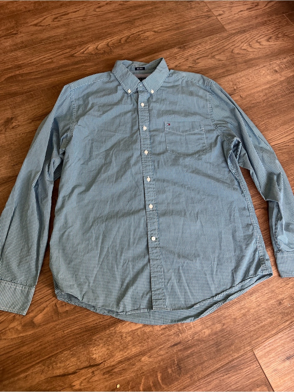 Tommy Hilfiger Green and Blue Gingham Button-Down Shirt